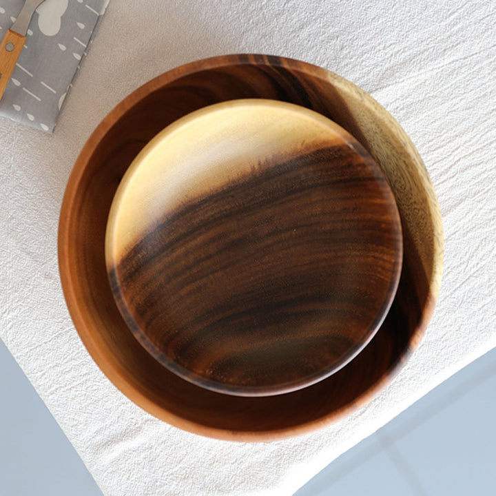 Good Grade Eco-Friendly Polishing Salad Bowl Japanese Practical Wooden Soup Bowl Kitchen Supplies Image 8