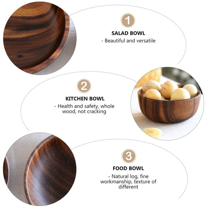 Good Grade Eco-Friendly Polishing Salad Bowl Japanese Practical Wooden Soup Bowl Kitchen Supplies Image 11