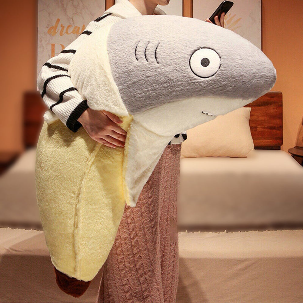 45cm Shark Banana Plush Toy Cute 2-in-1 Doll Plushies Companion Sofa Cushion Stuffed Sea Animal Doll Plush Pillow Toy Image 2