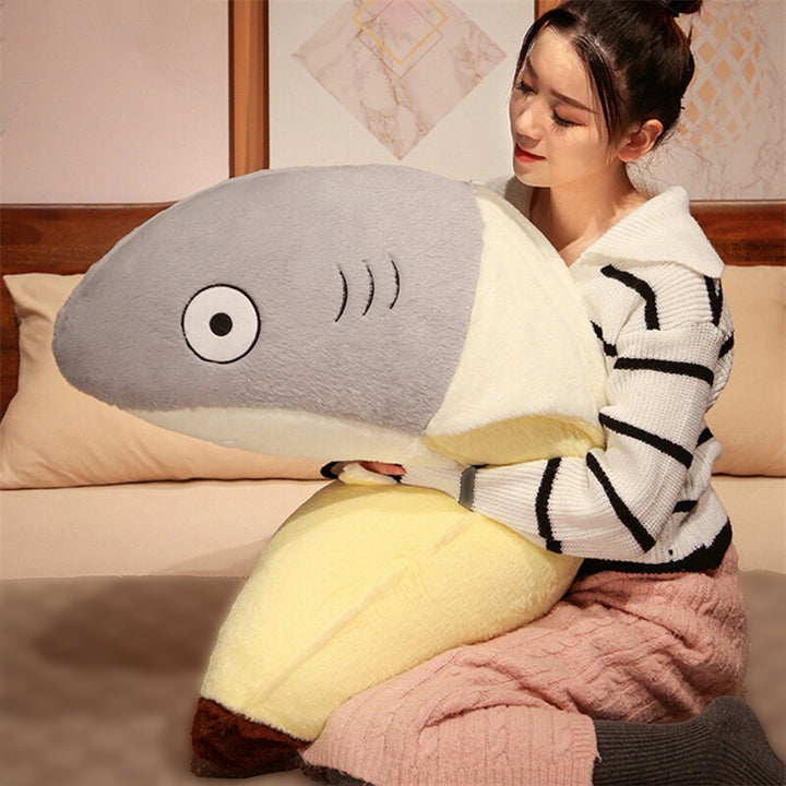 45cm Shark Banana Plush Toy Cute 2-in-1 Doll Plushies Companion Sofa Cushion Stuffed Sea Animal Doll Plush Pillow Toy Image 3