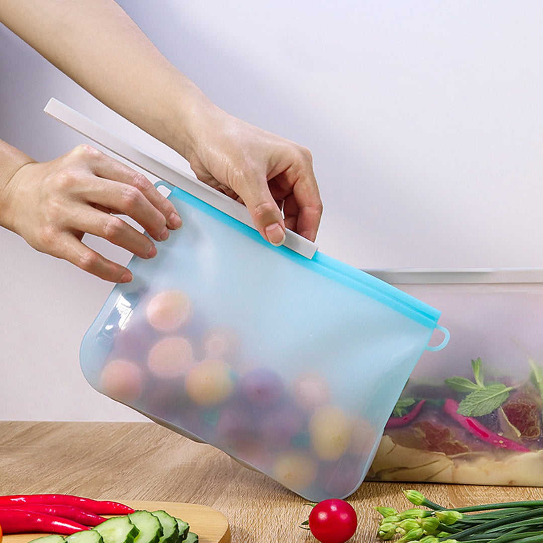 Food Storage Bag Leak-proof Easy Seal Silica Gel Vegetable Fruit Freezer Gallon Bag for Home Image 6