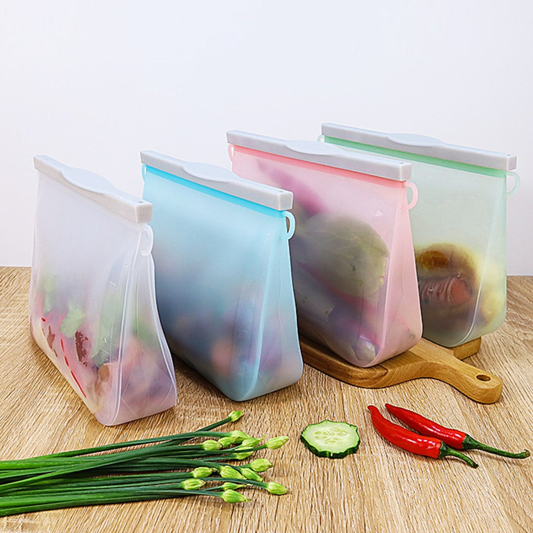 Food Storage Bag Leak-proof Easy Seal Silica Gel Vegetable Fruit Freezer Gallon Bag for Home Image 7