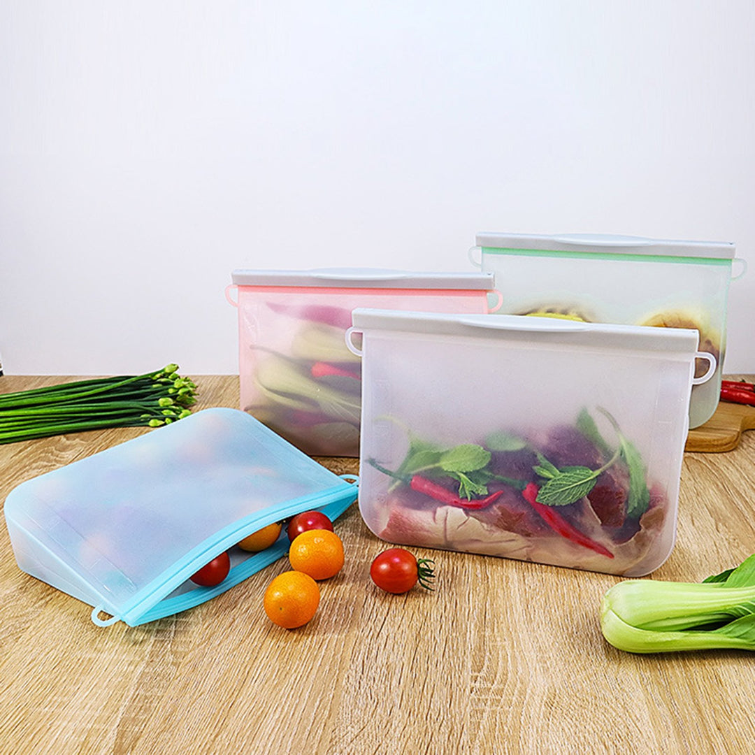 Food Storage Bag Leak-proof Easy Seal Silica Gel Vegetable Fruit Freezer Gallon Bag for Home Image 8