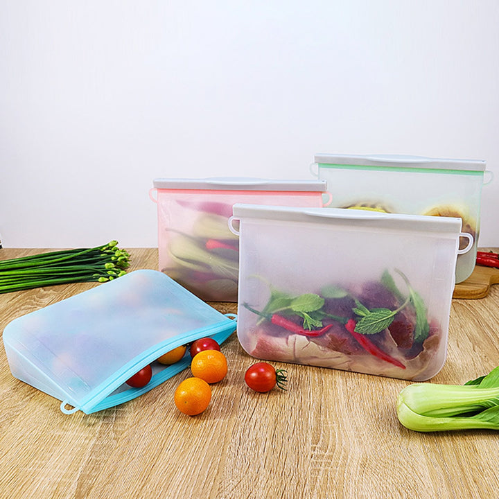 Food Storage Bag Leak-proof Easy Seal Silica Gel Vegetable Fruit Freezer Gallon Bag for Home Image 8