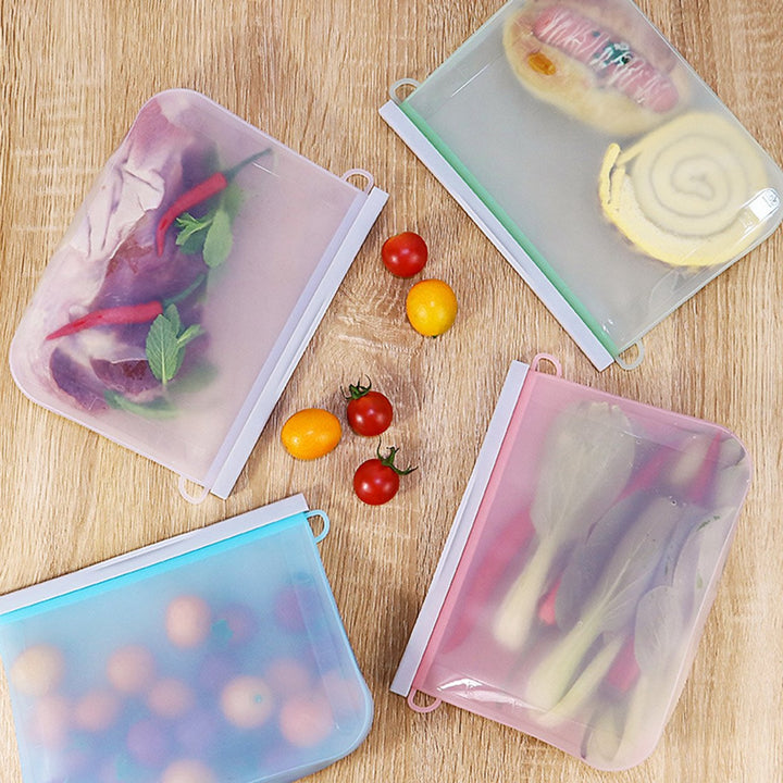 Food Storage Bag Leak-proof Easy Seal Silica Gel Vegetable Fruit Freezer Gallon Bag for Home Image 12