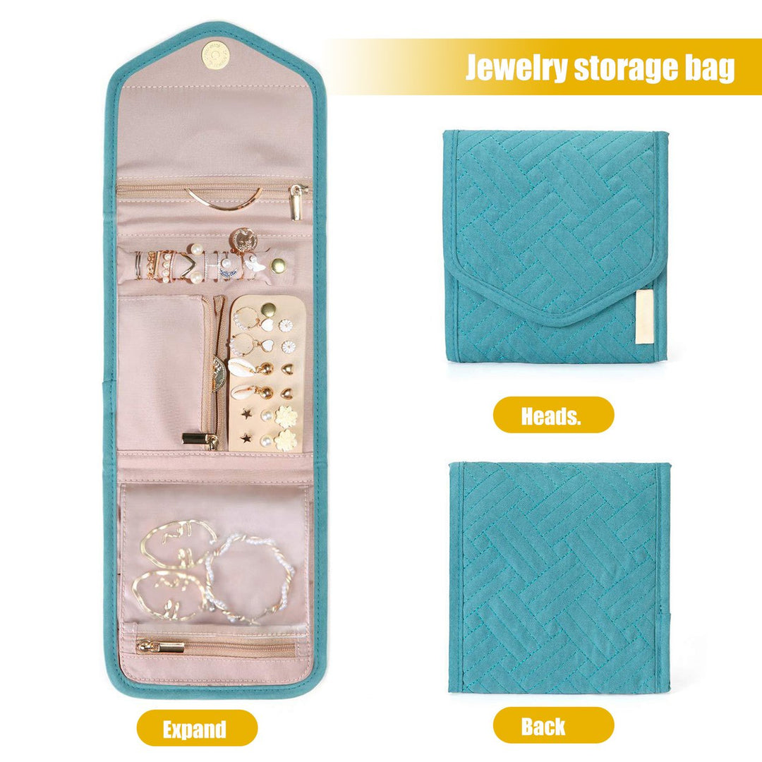 Jewelry Bag Dustproof Waterproof Compartmentalized Large Capacity Foldable Earrings Rings Necklace Storage Pouch Image 1