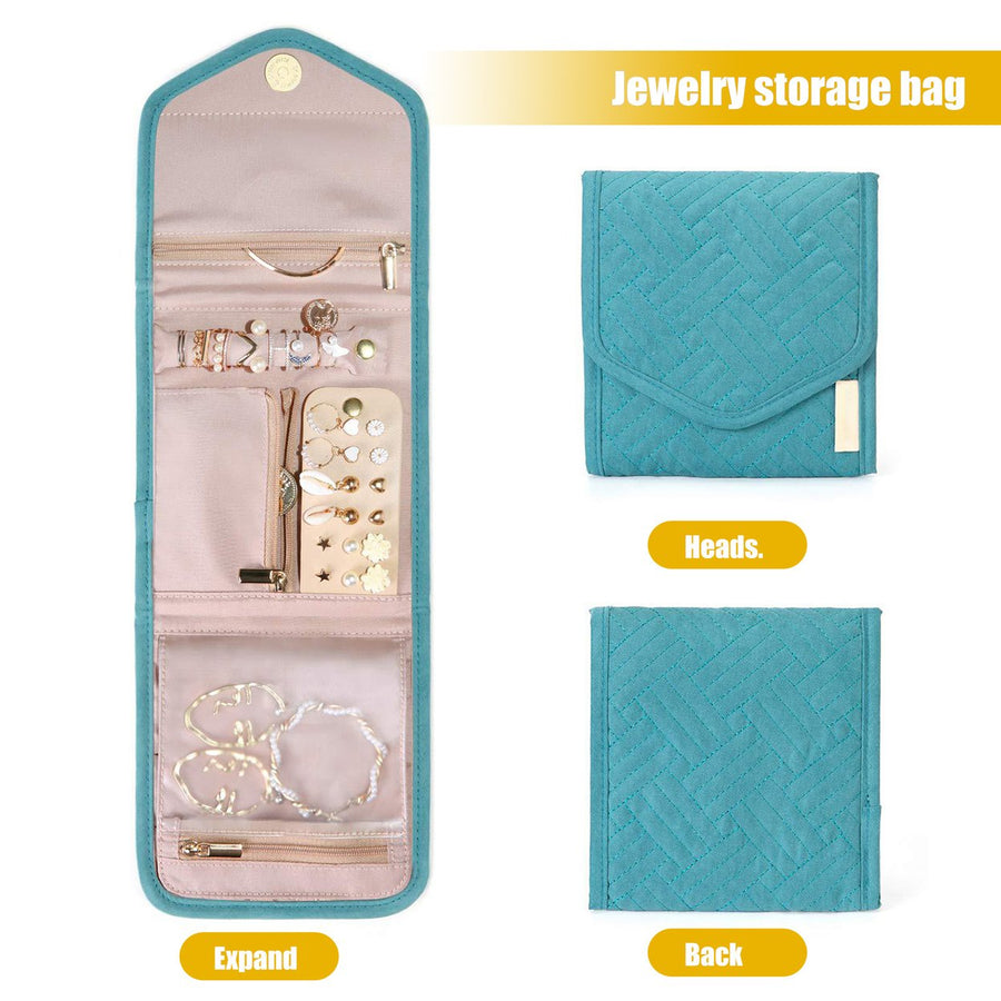 Jewelry Bag Dustproof Waterproof Compartmentalized Large Capacity Foldable Earrings Rings Necklace Storage Pouch Image 1