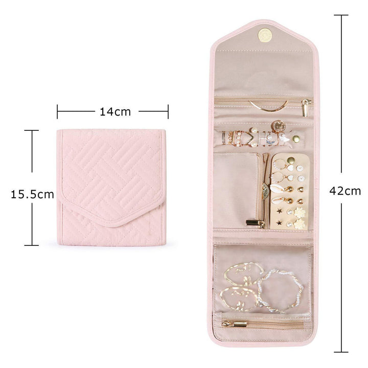 Jewelry Bag Dustproof Waterproof Compartmentalized Large Capacity Foldable Earrings Rings Necklace Storage Pouch Image 9