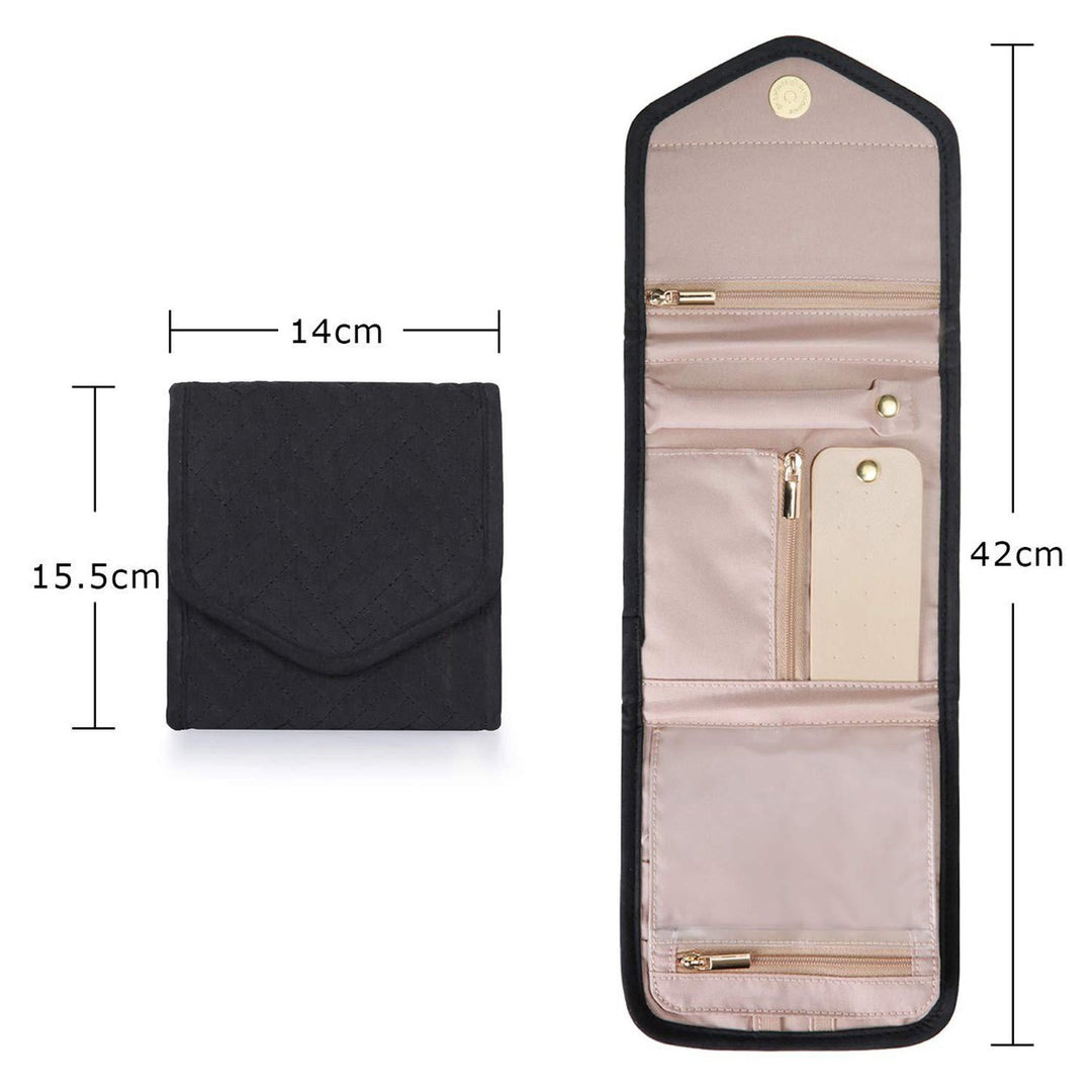 Jewelry Bag Dustproof Waterproof Compartmentalized Large Capacity Foldable Earrings Rings Necklace Storage Pouch Image 11