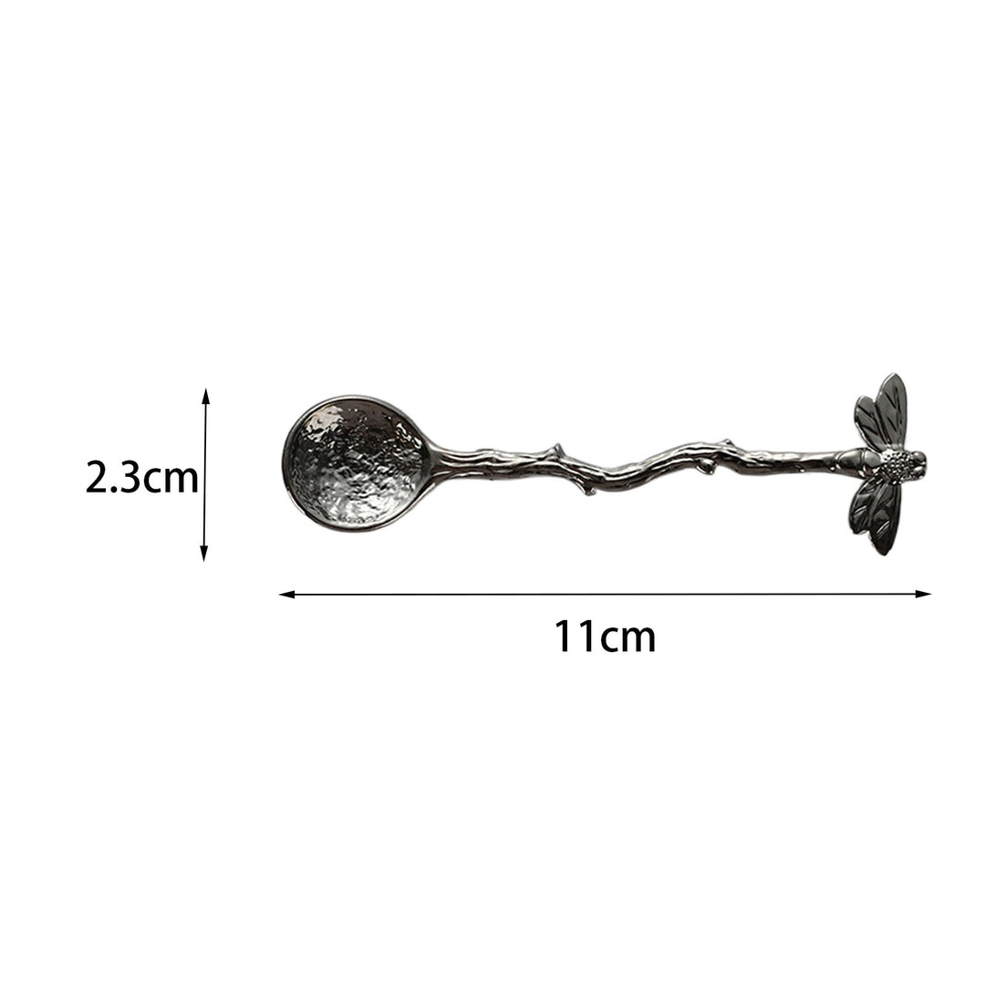 Coffee Spoon Heat Resistance Long Handle Comfortable Grip Rust-proof Non-slip Dragonfly Retro Style Dessert Scoop Image 9