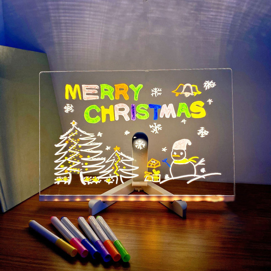 LED Note Board Glowing Acrylic Letter Dry-Erase Board with Bracket Reusable Multifunctional Glow Memo Message Board Image 1