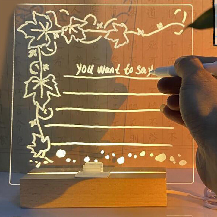 LED Note Board Glowing Acrylic Letter Dry-Erase Board with Bracket Reusable Multifunctional Glow Memo Message Board Image 4