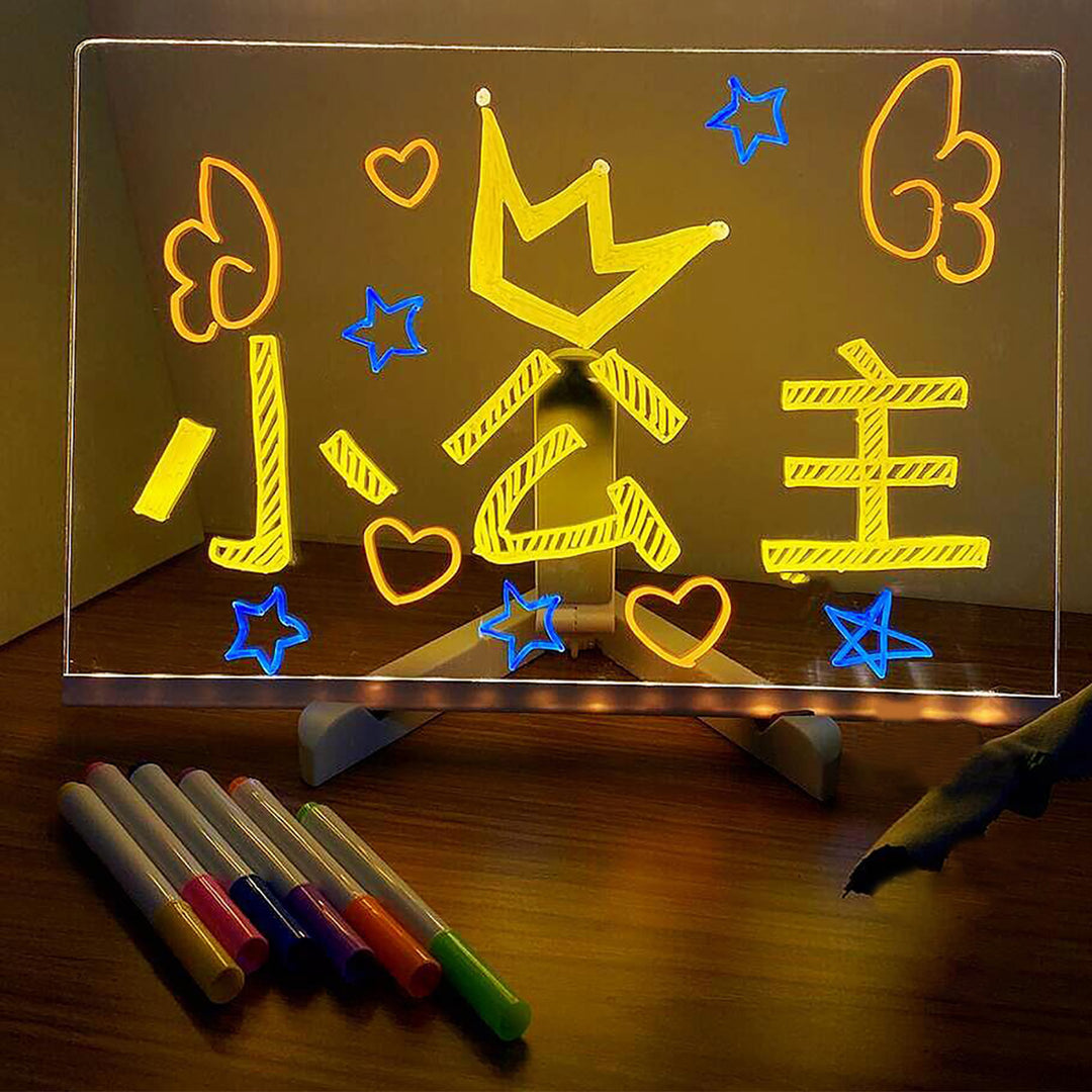 LED Note Board Glowing Acrylic Letter Dry-Erase Board with Bracket Reusable Multifunctional Glow Memo Message Board Image 6