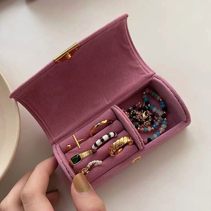 Travel Jewelry Storage Box Portable Elegant Button Large Capacity Earring Necklace Bracelet Ring Organizer Holder Image 4