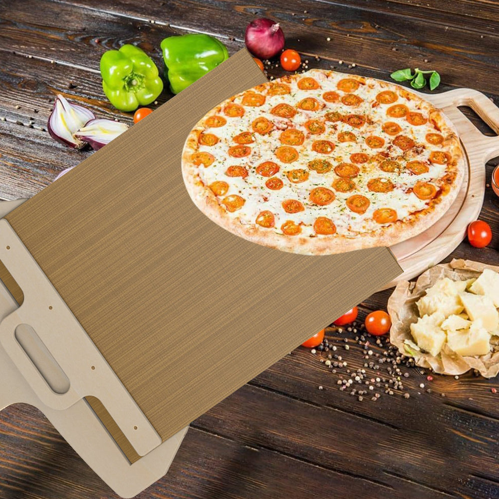 Sliding Pizza Peel with Handle High Temp Resistant Pizza Shovel Non-Stick Pizza Spatula Paddle for Oven Grill Image 2