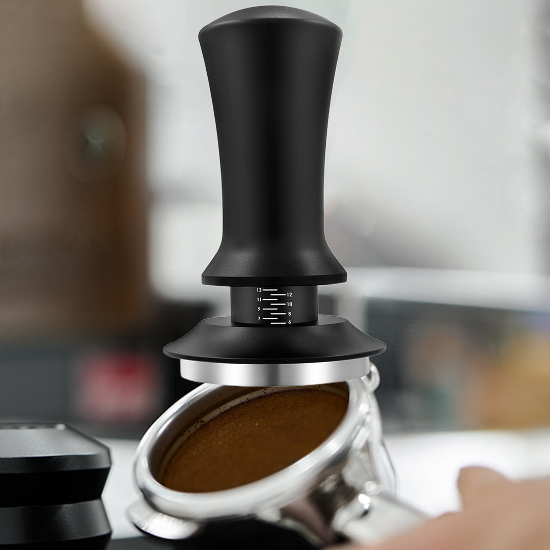 Coffee Hand Tamper with Automatic Rebound Spring Loaded And Scale Display Adjustable Depth Detachable Espresso Tamper Image 4