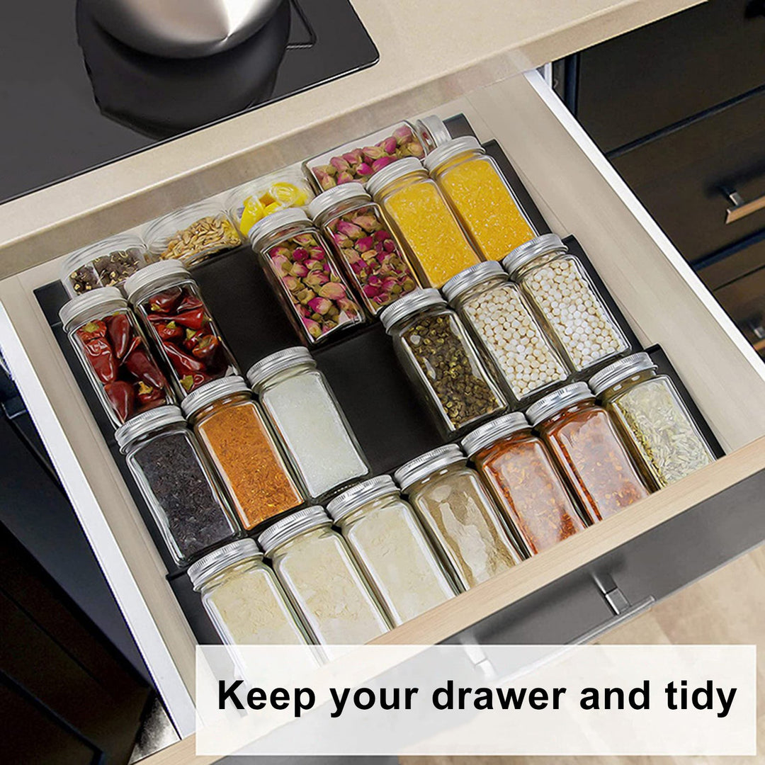 Spice Drawer Organizer 4 Tier Stepped Design Seasoning Rack 4 Pack Expandable Kitchen Storage Spice Jar Holder for Image 4