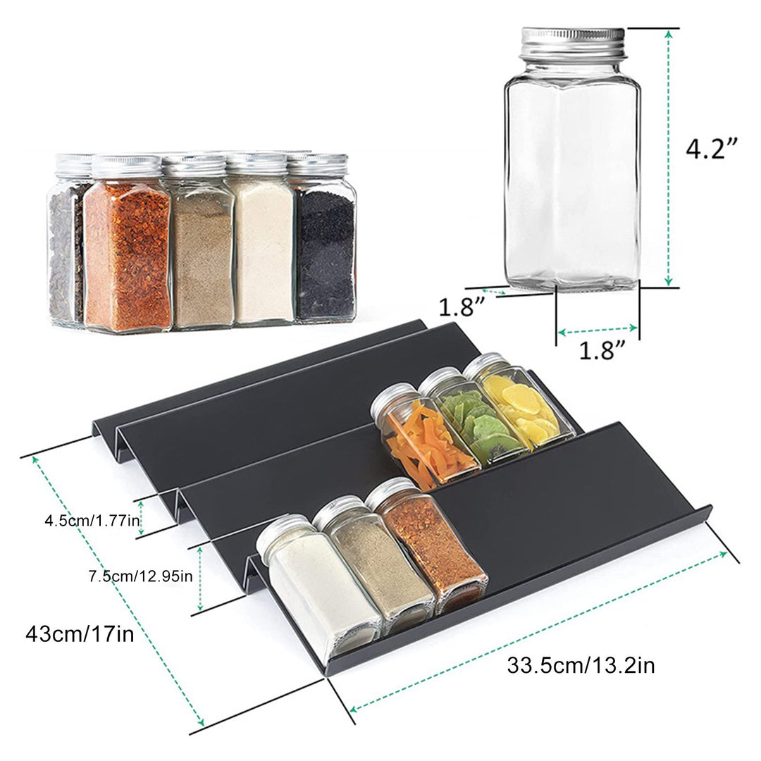 Spice Drawer Organizer 4 Tier Stepped Design Seasoning Rack 4 Pack Expandable Kitchen Storage Spice Jar Holder for Image 7