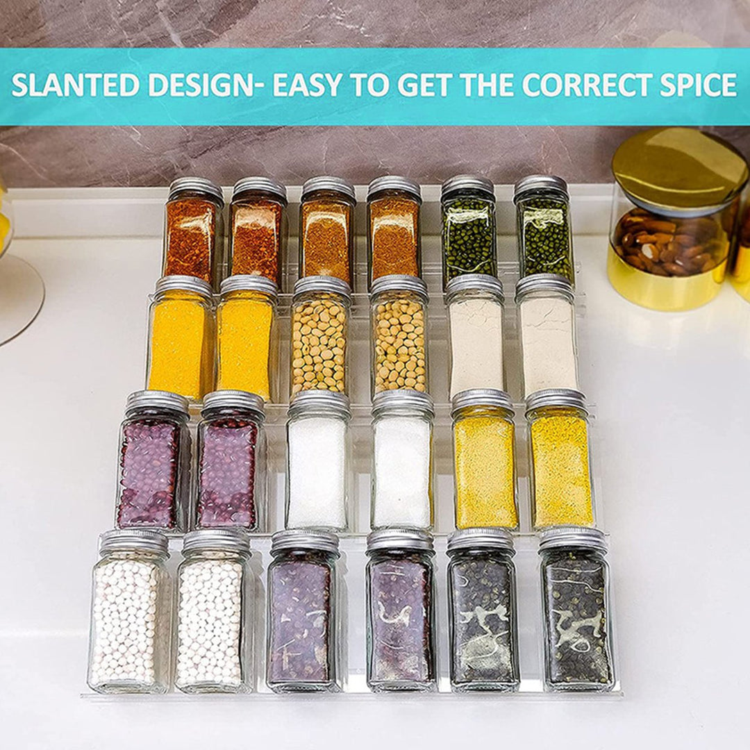 Spice Drawer Organizer 4 Tier Stepped Design Seasoning Rack 4 Pack Expandable Kitchen Storage Spice Jar Holder for Image 12