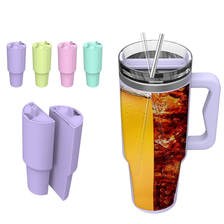 Silicone 2-in-1 Cup Liner for 40 Oz Cup Creative Drink Separator Stylish Emerald Design Food-Grade Reusable Liner for Image 1