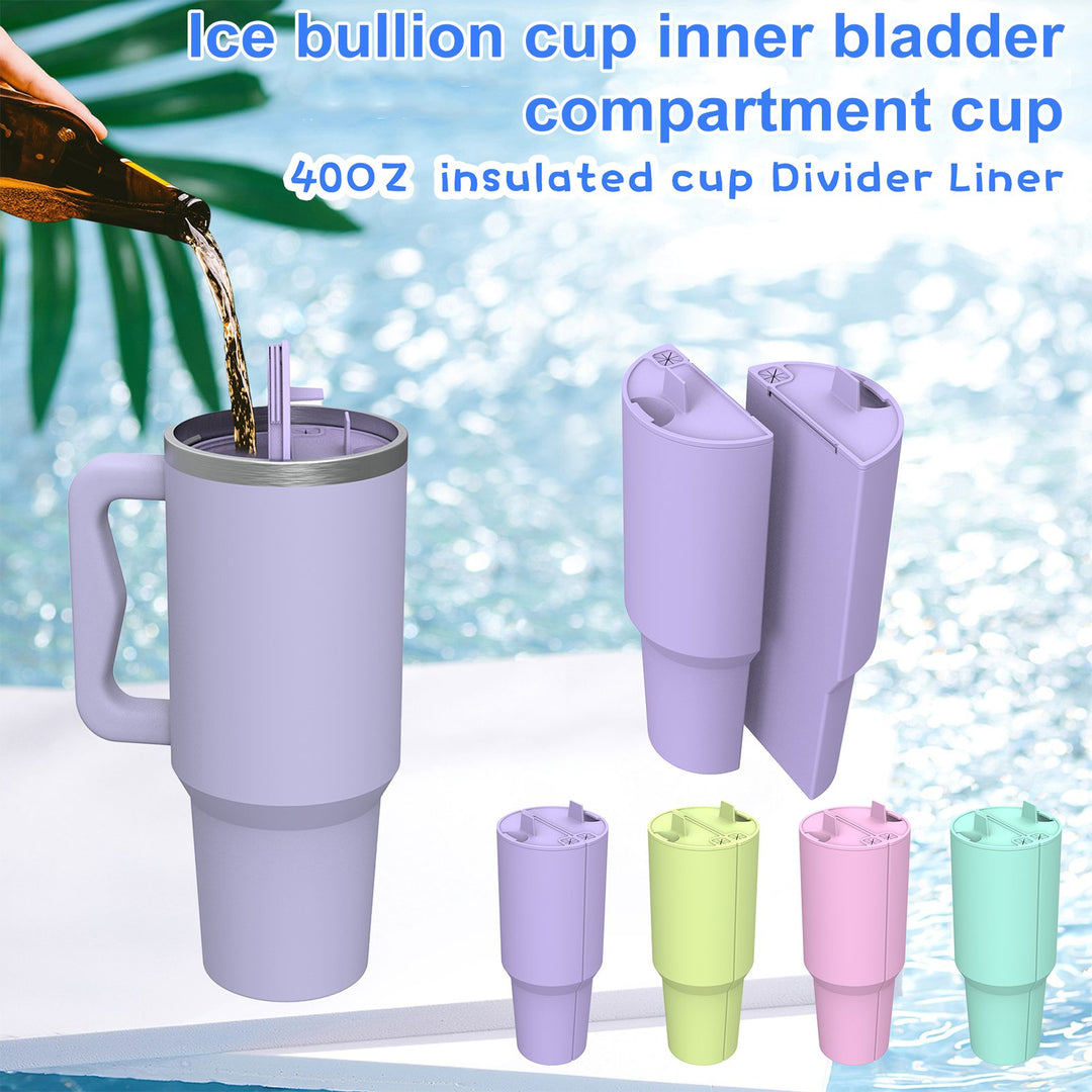 Silicone 2-in-1 Cup Liner for 40 Oz Cup Creative Drink Separator Stylish Emerald Design Food-Grade Reusable Liner for Image 3