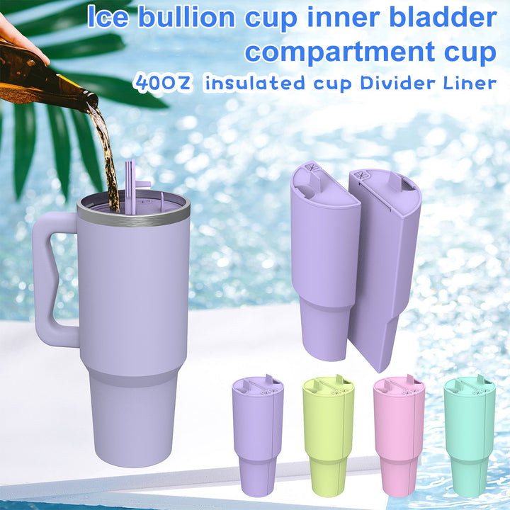 Silicone 2-in-1 Cup Liner for 40 Oz Cup Creative Drink Separator Stylish Emerald Design Food-Grade Reusable Liner for Image 3