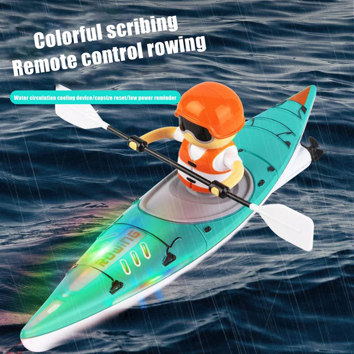 Remote Control Kids Boat Toy with LED Paddle Waterproof 2.4GHz RC Kayak Boat Lake River Pool Bathtub Balance Water Ship Image 1