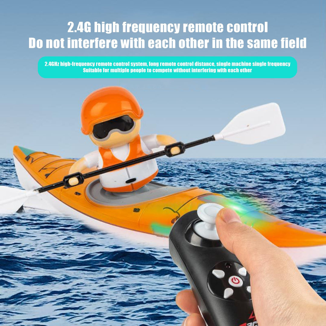 Remote Control Kids Boat Toy with LED Paddle Waterproof 2.4GHz RC Kayak Boat Lake River Pool Bathtub Balance Water Ship Image 4