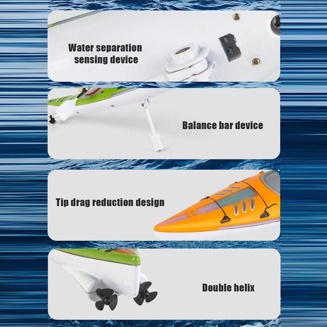 Remote Control Kids Boat Toy with LED Paddle Waterproof 2.4GHz RC Kayak Boat Lake River Pool Bathtub Balance Water Ship Image 12