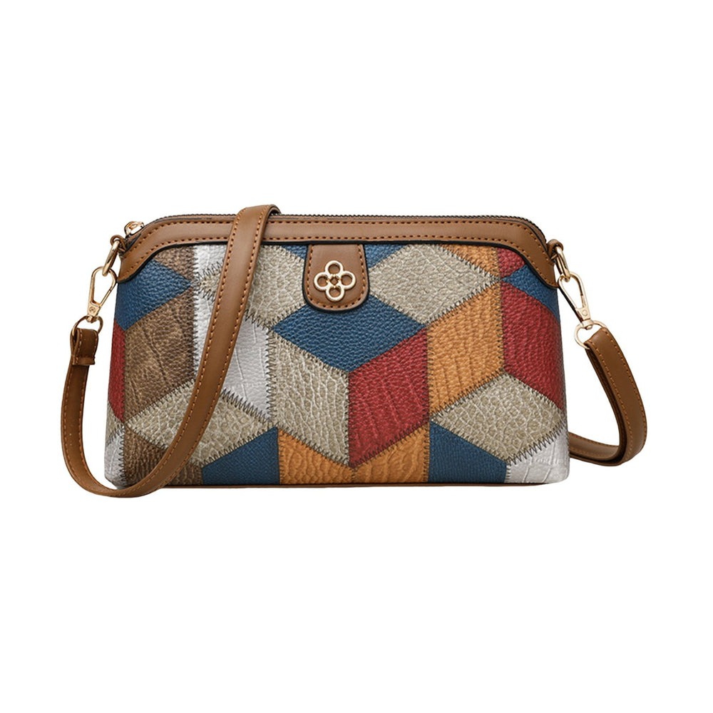 Women Shoulder Bag Vintage Ethnic Style Geometric Patchwork Colorblock Detachable Shoulder Strap Lady Purse Commute Image 2