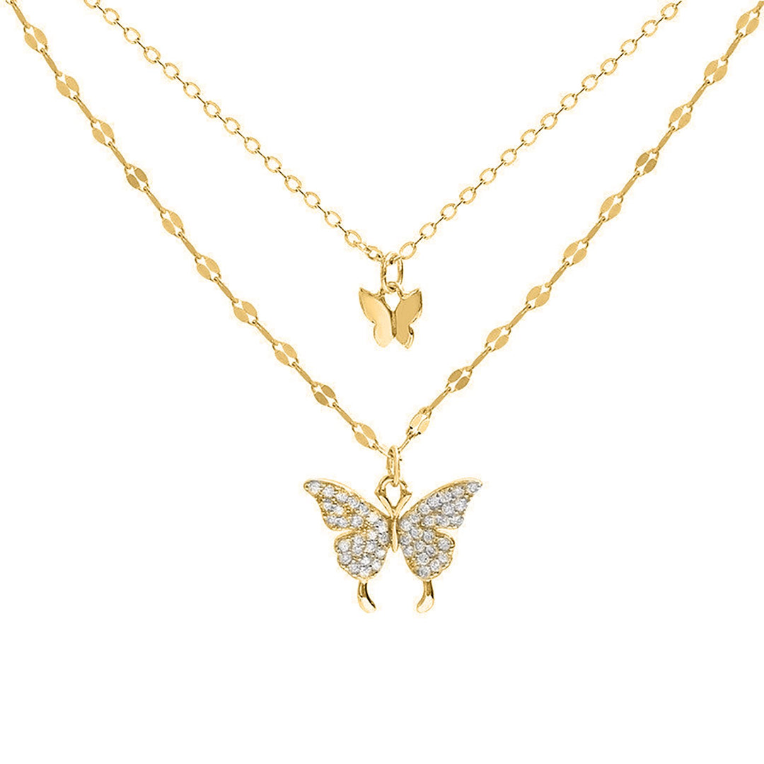 Butterfly Necklace Double Layer Rust-proof Alloy Butterfly pendant Personality Fashion Clavicle Chain for Women Image 3