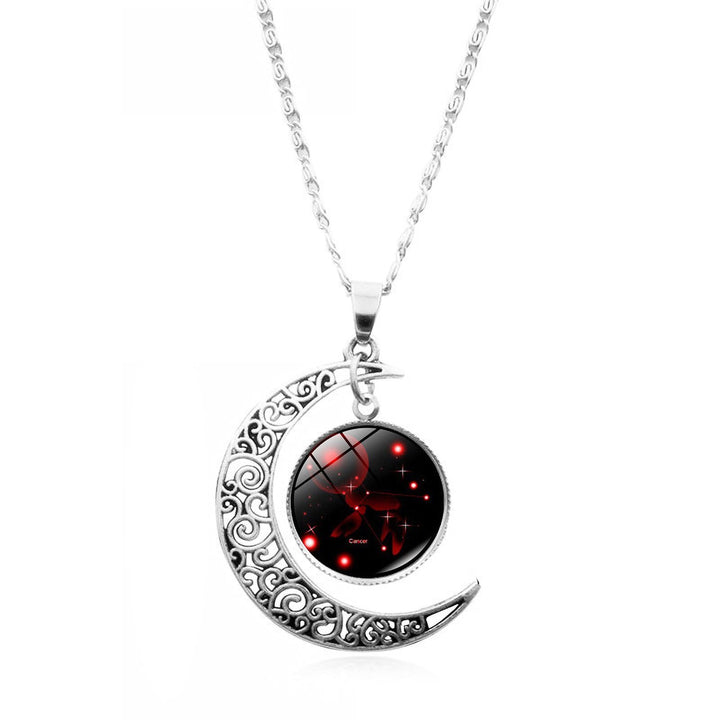 12 Constellation Half Moon Zodiac Sign Astrology Horoscope Pendant Necklace Image 4