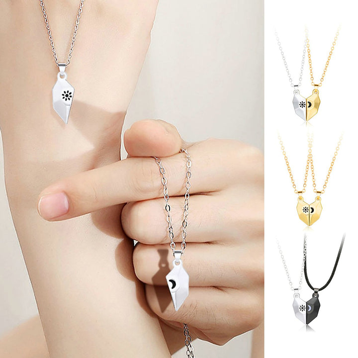 1 Pair Clavicle Chains Personality Matching Magnetic Sun Moon Paired Pendant Couple Necklaces Jewelry Accessory Image 1