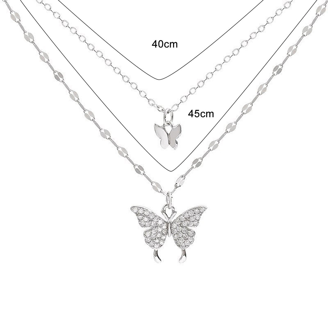 Butterfly Necklace Double Layer Rust-proof Alloy Butterfly pendant Personality Fashion Clavicle Chain for Women Image 8