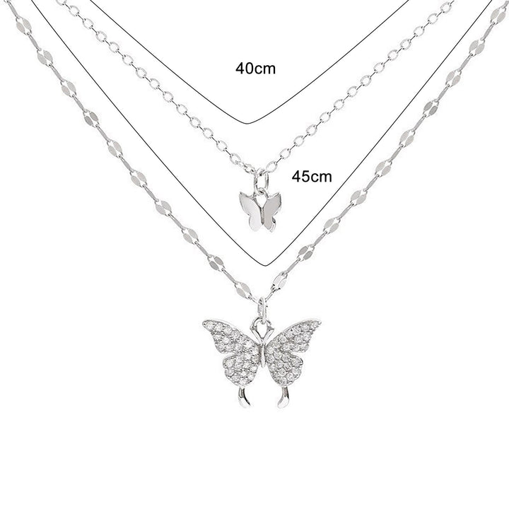 Butterfly Necklace Double Layer Rust-proof Alloy Butterfly pendant Personality Fashion Clavicle Chain for Women Image 8