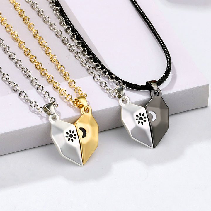 1 Pair Clavicle Chains Personality Matching Magnetic Sun Moon Paired Pendant Couple Necklaces Jewelry Accessory Image 3