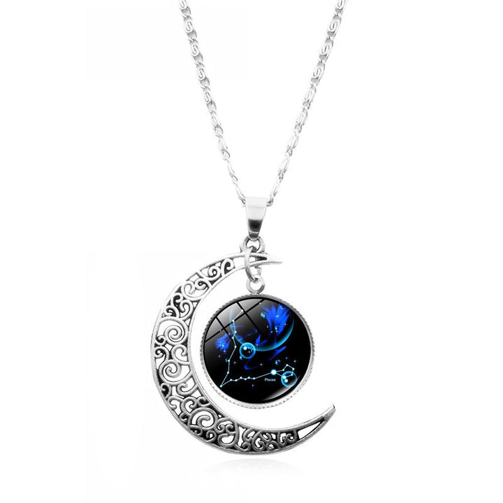 12 Constellation Half Moon Zodiac Sign Astrology Horoscope Pendant Necklace Image 9