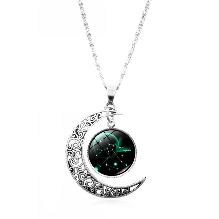 12 Constellation Half Moon Zodiac Sign Astrology Horoscope Pendant Necklace Image 10