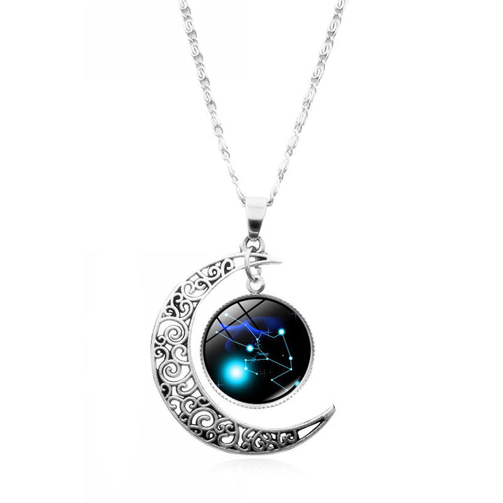 12 Constellation Half Moon Zodiac Sign Astrology Horoscope Pendant Necklace Image 11