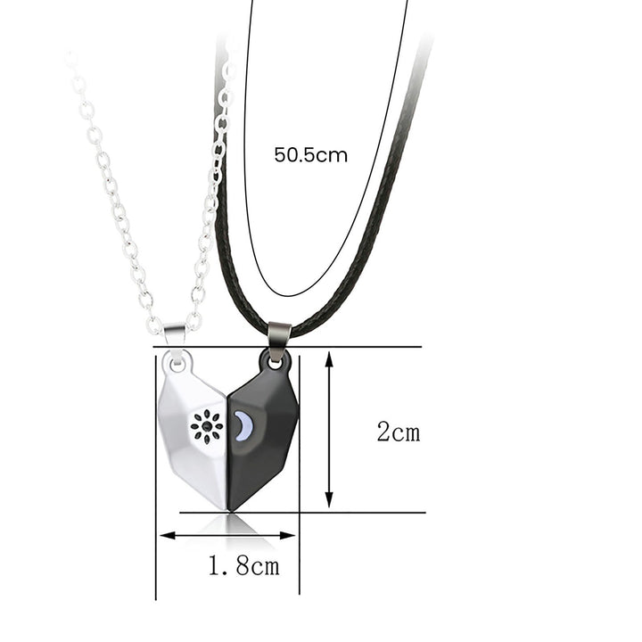 1 Pair Clavicle Chains Personality Matching Magnetic Sun Moon Paired Pendant Couple Necklaces Jewelry Accessory Image 6