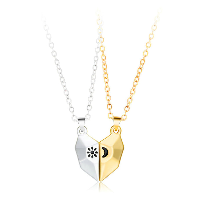 1 Pair Clavicle Chains Personality Matching Magnetic Sun Moon Paired Pendant Couple Necklaces Jewelry Accessory Image 1