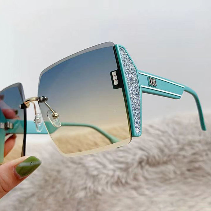 Women Sunglasses Rectangle Shape Frame Cool Style No Rim Smooth Anti-UV Block Sunlight Vacation Beach Spectacles Outdoor Image 11