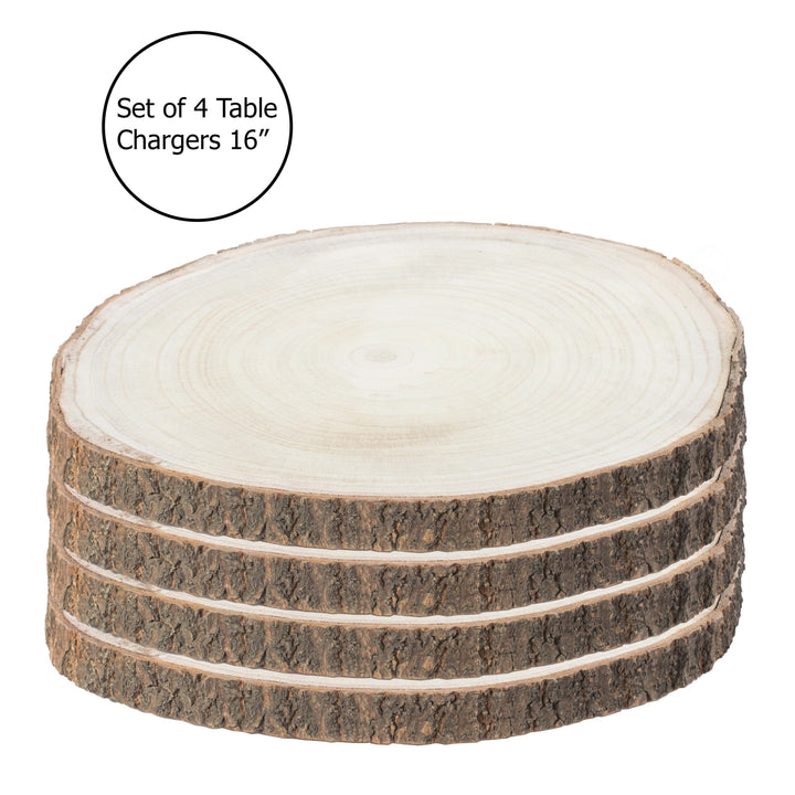 Barky Natural Wood Slabs Rustic Ornament Slice Tray Table Charger set of 4 Image 4