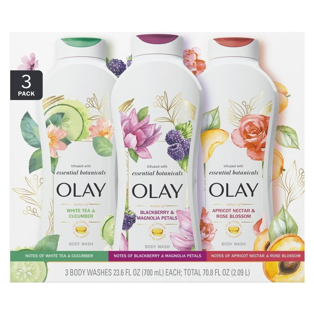 Olay Essential Botanicals Body Wash 23.6 Fluid Ounce (Pack of 3) Image 1