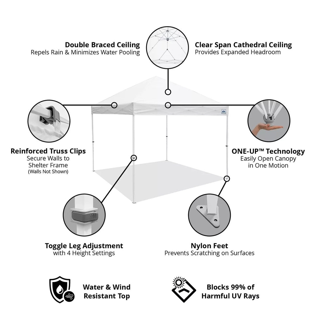 E-Z UP 10 x 10 Commercial Canopy w/ Walls and Weight Bags Image 4