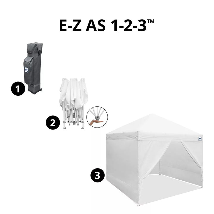 E-Z UP 10 x 10 Commercial Canopy w/ Walls and Weight Bags Image 4