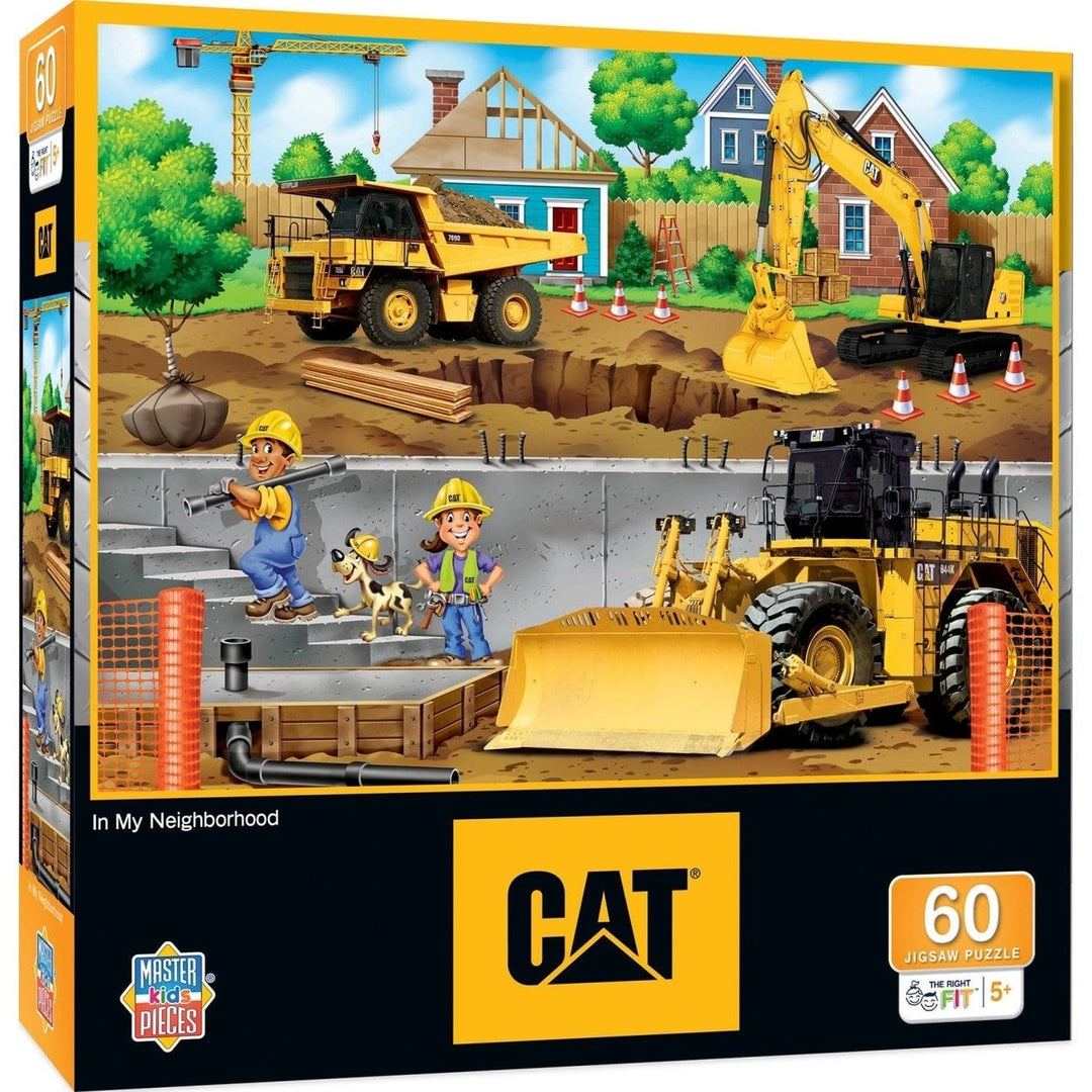 CAT In My Neighborhood 60 Piece Jigsaw Puzzle Construction Scene Kids 5+ Image 1