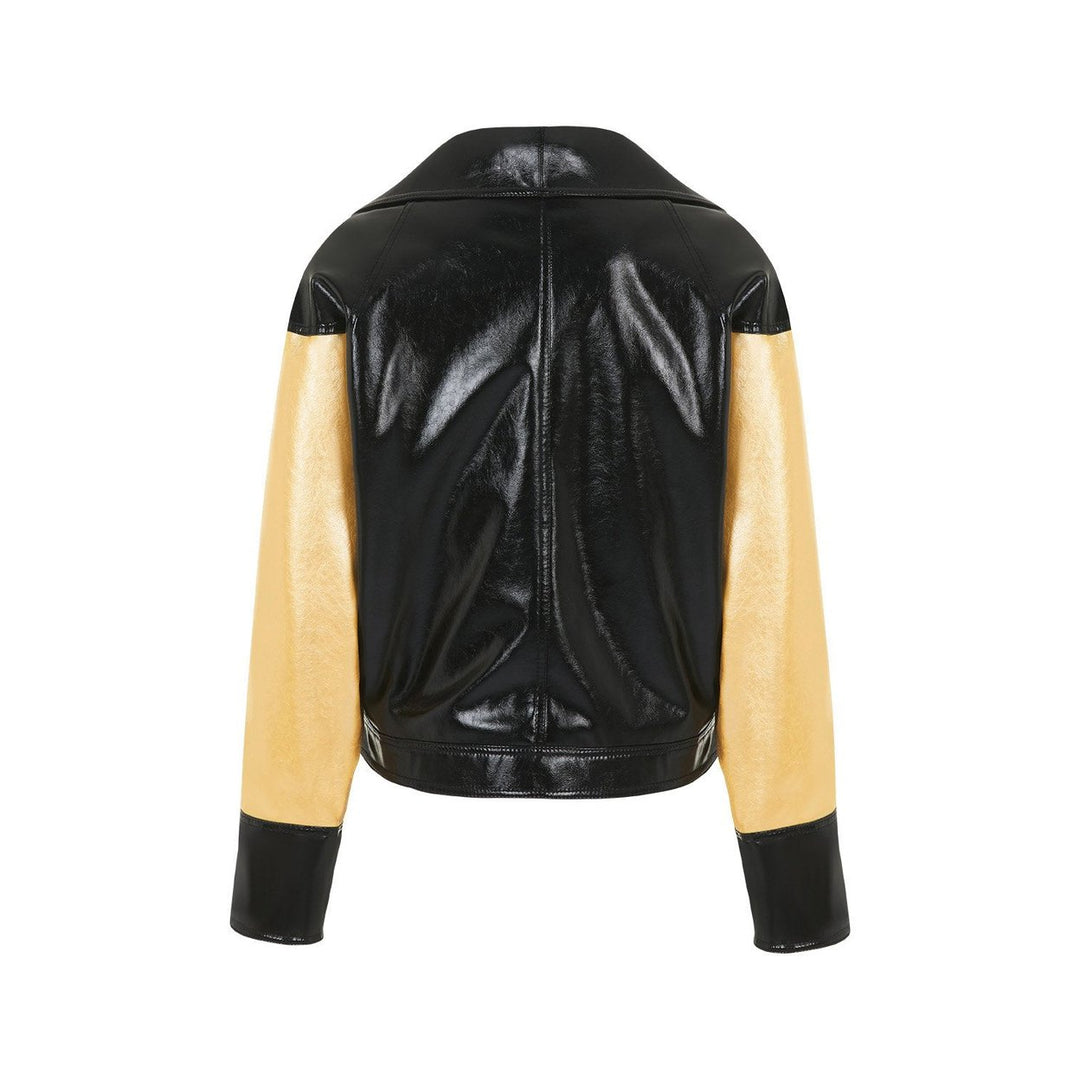 Wide Collar Patent Faux Leather Jacket Image 7