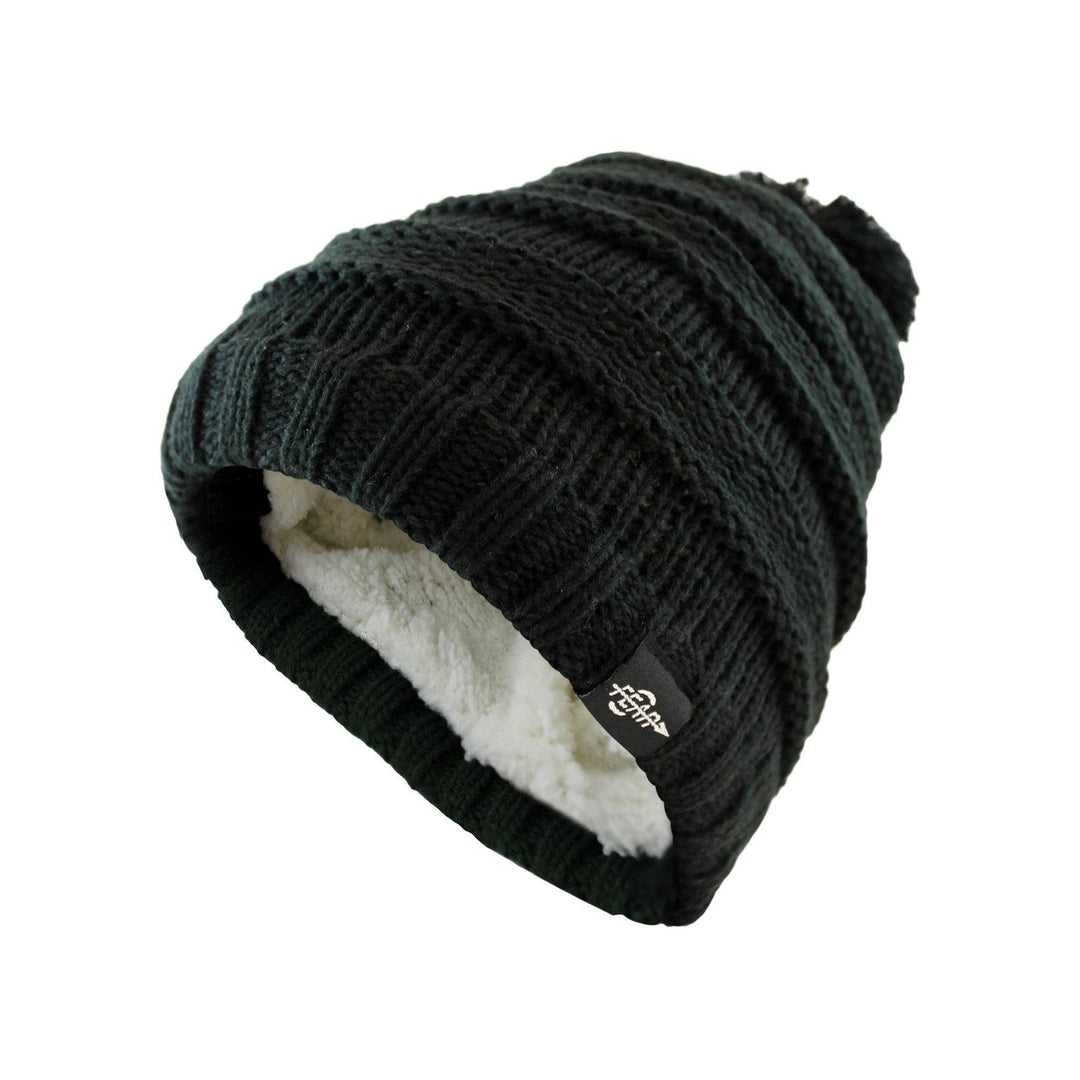 Warmest Plush Insulated Black Beanie Hat Winter Beanies Knitted Warm Image 2