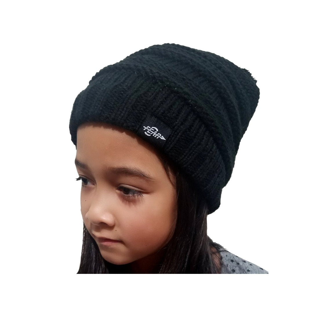 Warmest Plush Insulated Black Beanie Hat Winter Beanies Knitted Warm Image 3